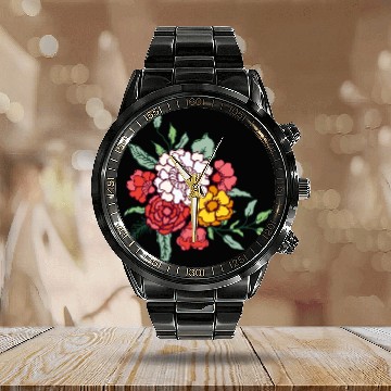 Discover Flower Design: Blossom with Elegance Calendar Steel Band Watch