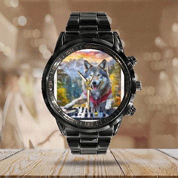 Discover DJ Wolf Wilderness Mix Calendar Steel Band Watch