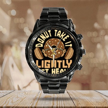 Discover Fitness Donut Funny Donut Gym Calendar Steel Band Watch