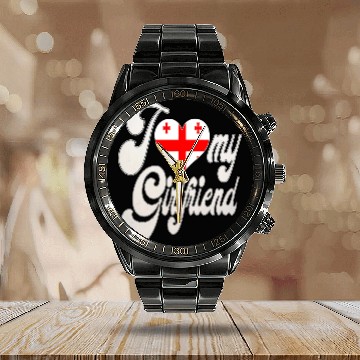 Discover GeorgiaI Love My Georgian Girlfriend Calendar Steel Band Watch