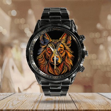 Discover German Shepherd Funny Dog Halloween Costume Trick Calendar Steel Band Watch