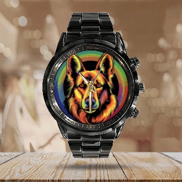 Discover German Shepherd Funny Dog Halloween Costume Trick Calendar Steel Band Watch