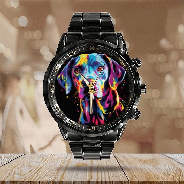 Discover Watercolor Colorful Dalmatian Calendar Steel Band Watch