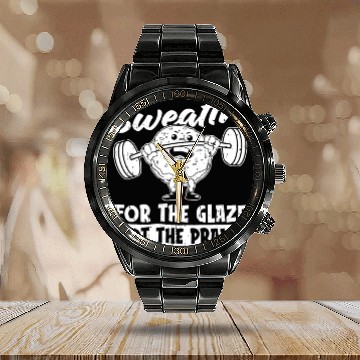Discover Fitness Donut Funny Donut Gym Calendar Steel Band Watch