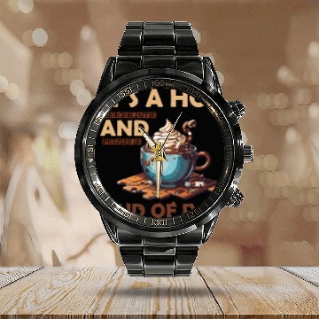 Discover hot chocolate and puzzle kind of day Vintage retro Calendar Steel Band Watch