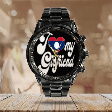 Discover LaosI Love My Laotian Girlfriend Calendar Steel Band Watch