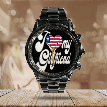 Discover LiberiaI Love My Liberian Girlfriend Calendar Steel Band Watch