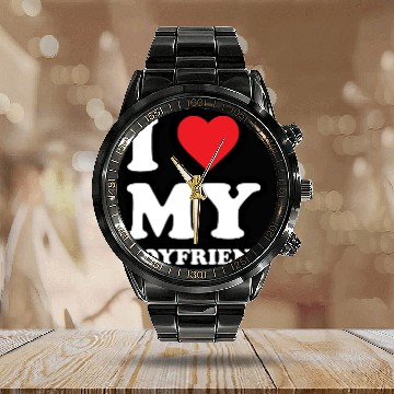Discover I love my Boyfriend Calendar Steel Band Watch