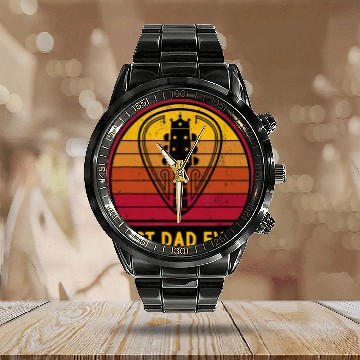 Discover Retro Vintage Best Guitar Dad Ever Father's Day Calendar Steel Band Watch