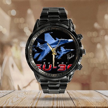 Discover Sukhoi SU-30 Flanker Russian Fighterjet Calendar Steel Band Watch