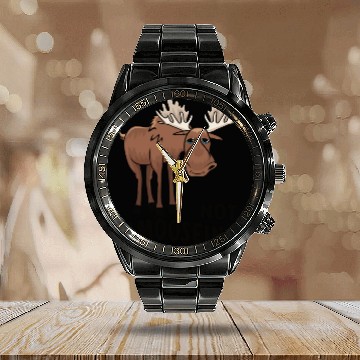 Discover Not Amooseing Cool Moose Calendar Steel Band Watch