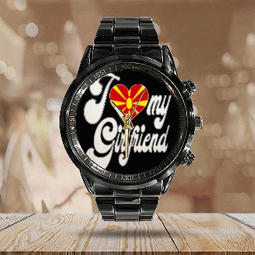 Discover MacedoniaI Love My Macedonian Girlfriend Calendar Steel Band Watch