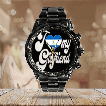 Discover NicaraguaI Love My Nicaraguan Girlfriend Calendar Steel Band Watch