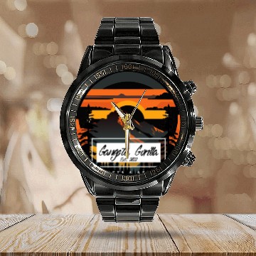 Discover Gangsta Gorilla-Nature Calendar Steel Band Watch