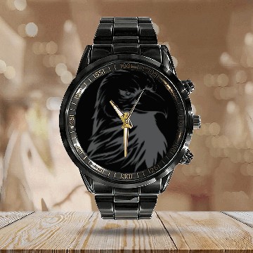Discover Bald Eagle Silhouette Calendar Steel Band Watch