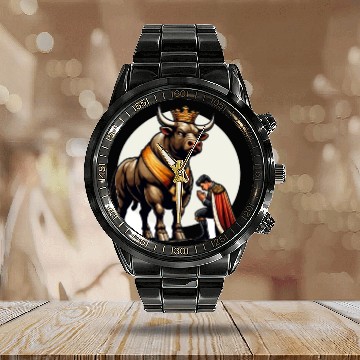 Discover Rodeo Bull Riding Livestock Show Farmer Cattle Calendar Steel Band Watch