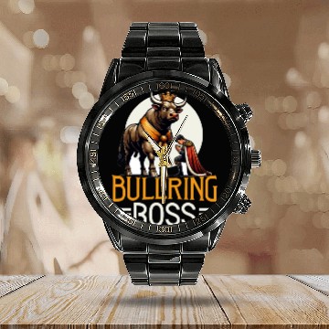 Discover Rodeo Bull Riding Livestock Show Farmer Cattle Calendar Steel Band Watch