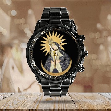 Discover Mary of the Gate of Dawn Catholic Calendar Steel Band Watch