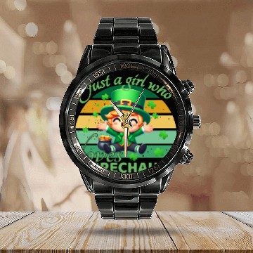 Discover Just A Girl Who Loves Leprechauns Calendar Steel Band Watch