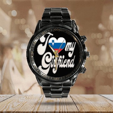 Discover SloverniaI Love My Slovenian Girlfriend Calendar Steel Band Watch