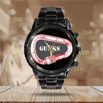 Discover Gunks Rock Climbing Carabiner Calendar Steel Band Watch