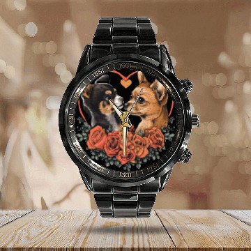 Discover Valentine's Day, Chihuahua Dog Lovers Calendar Steel Band Watch