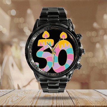 Discover Happy Birthday 30th Age Number Calendar Steel Band Watch