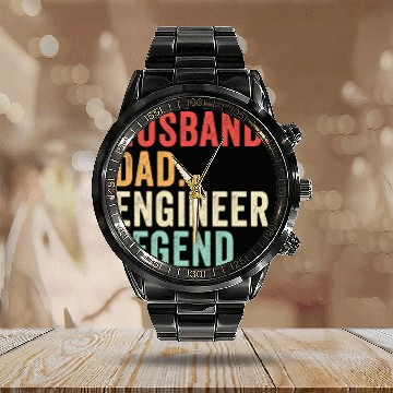 Discover Husband Dad Engineer Legend Calendar Steel Band Watch