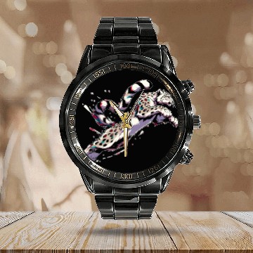Discover Snow Leopard Leopard White Leopard Calendar Steel Band Watch