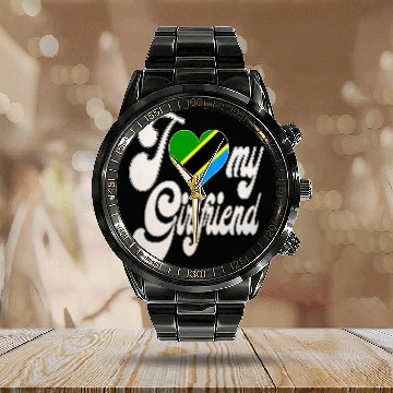 Discover TanzaniaI Love My Tanzanian Girlfriend Calendar Steel Band Watch