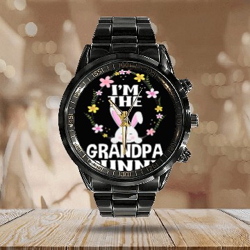 Discover I Am Grandpa Easter Bunny Flower Wreath Easter Calendar Steel Band Watch