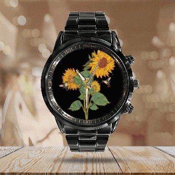 Discover Sunflower summer vibes Calendar Steel Band Watch