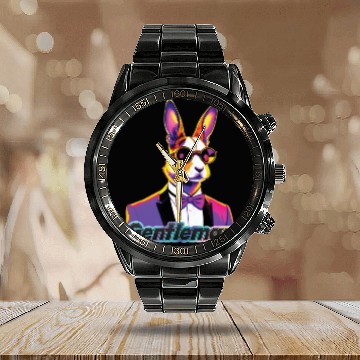 Discover Pop Art Playboy Rabbit Gentleman Cyberpunk Bunny Calendar Steel Band Watch