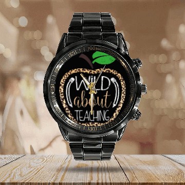 Discover Wild About Teaching Leopard Print School Teacher Calendar Steel Band Watch