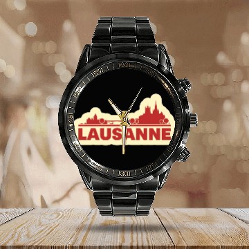 Discover Lausanne Switzerland Calendar Steel Band Watch