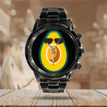 Discover Funny Avocado Face Calendar Steel Band Watch