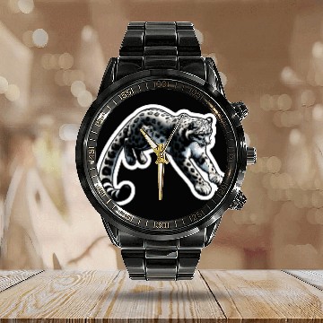 Discover Snow Leopard Leopard White Leopard Calendar Steel Band Watch