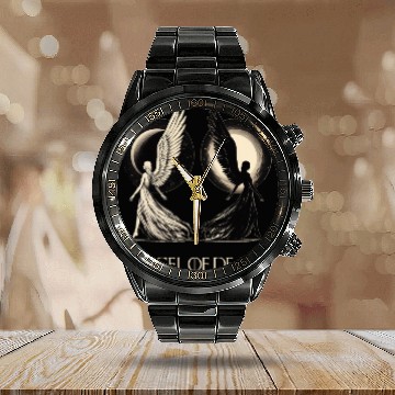 Discover Angel of Death - Sun And Moon Mystical Artwork Calendar Steel Band Watch