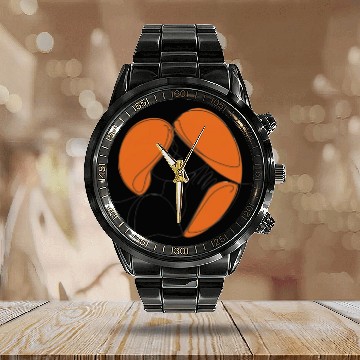 Discover Elegant Lesbian Couple Kissing Line Drawing Calendar Steel Band Watch