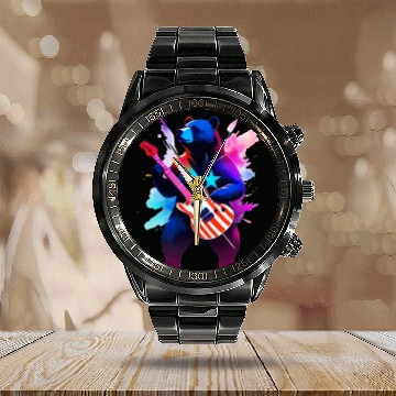 Discover Merica Bear - Rock'n Out! Calendar Steel Band Watch