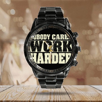 Discover Nobody Cares Work Harder Fitness Workout Gym Calendar Steel Band Watch