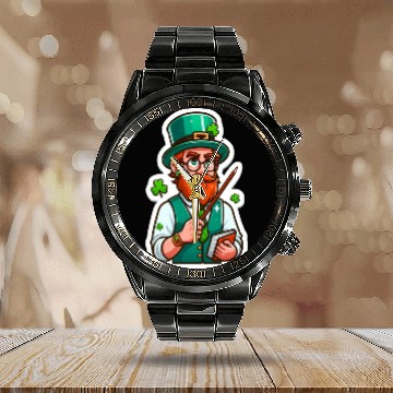 Discover Irish bearded teacher, funny st patricks day Calendar Steel Band Watch