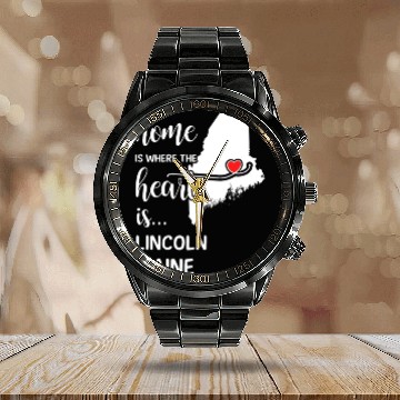 Discover Lincoln County Maine Is Where My Heart Is Gift Calendar Steel Band Watch