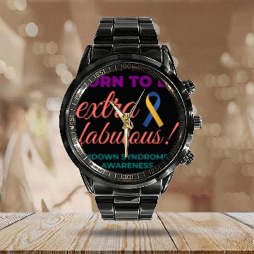 Discover Down Syndrome Awareness Extra Fabulous Calendar Steel Band Watch