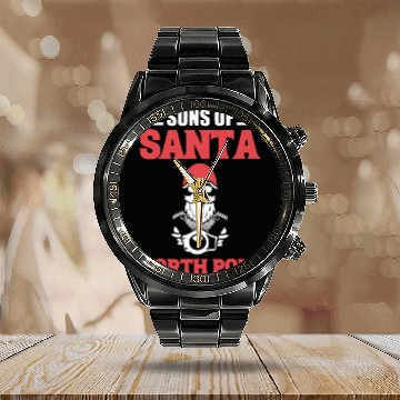 Discover Sons Of Santa North Pole Motorcycle Rider Calendar Steel Band Watch