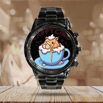 Discover Cappyccino Capybara Coffee Cappuccino Calendar Steel Band Watch