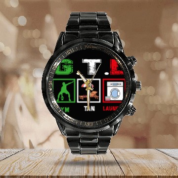 Discover Gym Tan Laundry GTL New Italian Flag apparel Calendar Steel Band Watch