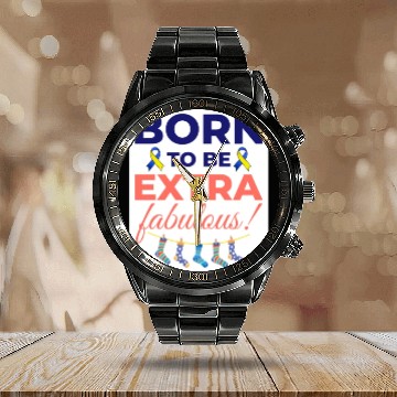 Discover Down Syndrome Awareness Extra Fabulous Calendar Steel Band Watch