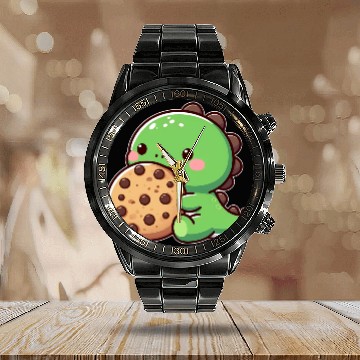 Discover Dinosaur enjoying a Chocolate Cooki Calendar Steel Band Watch