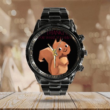 Discover Thanksgiving Chipmunk Be Thankful Calendar Steel Band Watch